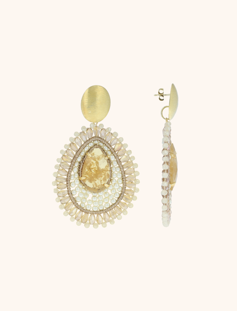 Champagne oorbellen druppel L - BELLE FLO special
