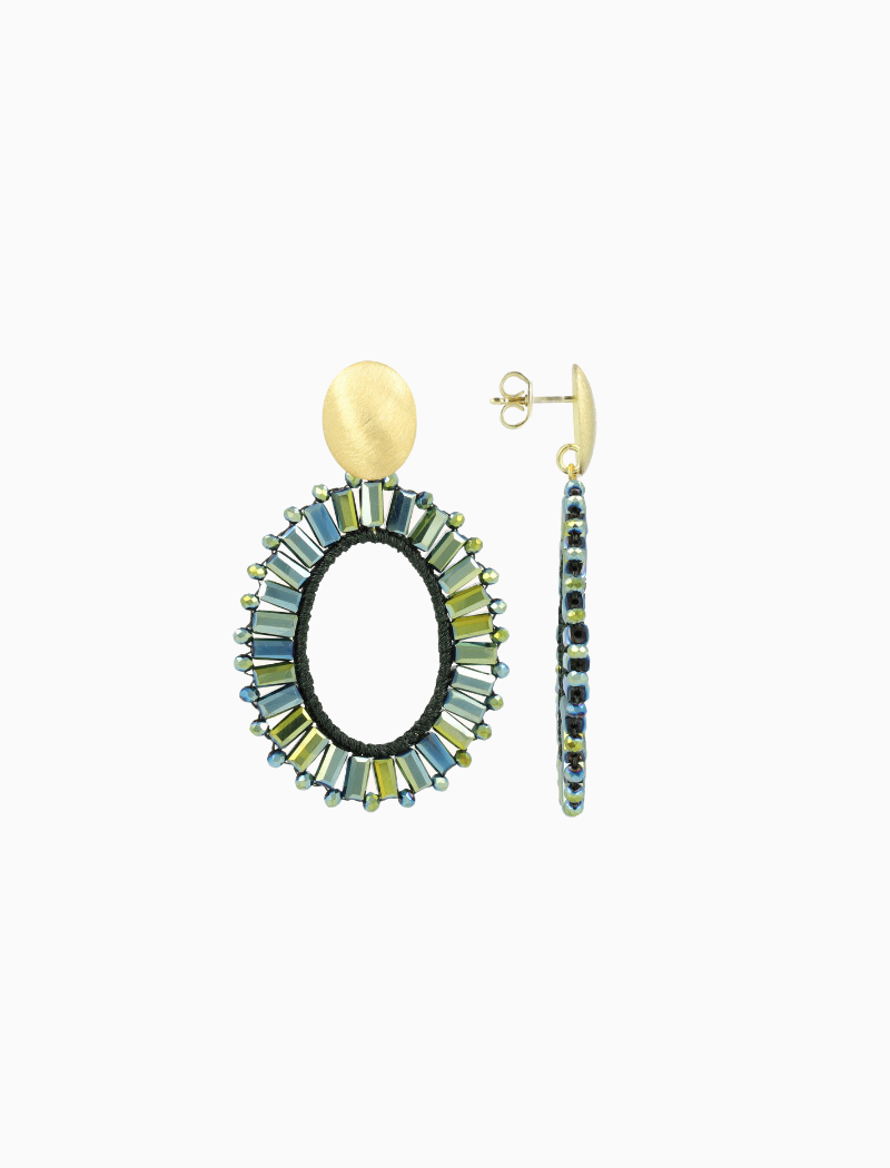 Metallic groene oorbellen Naomi ovaal M