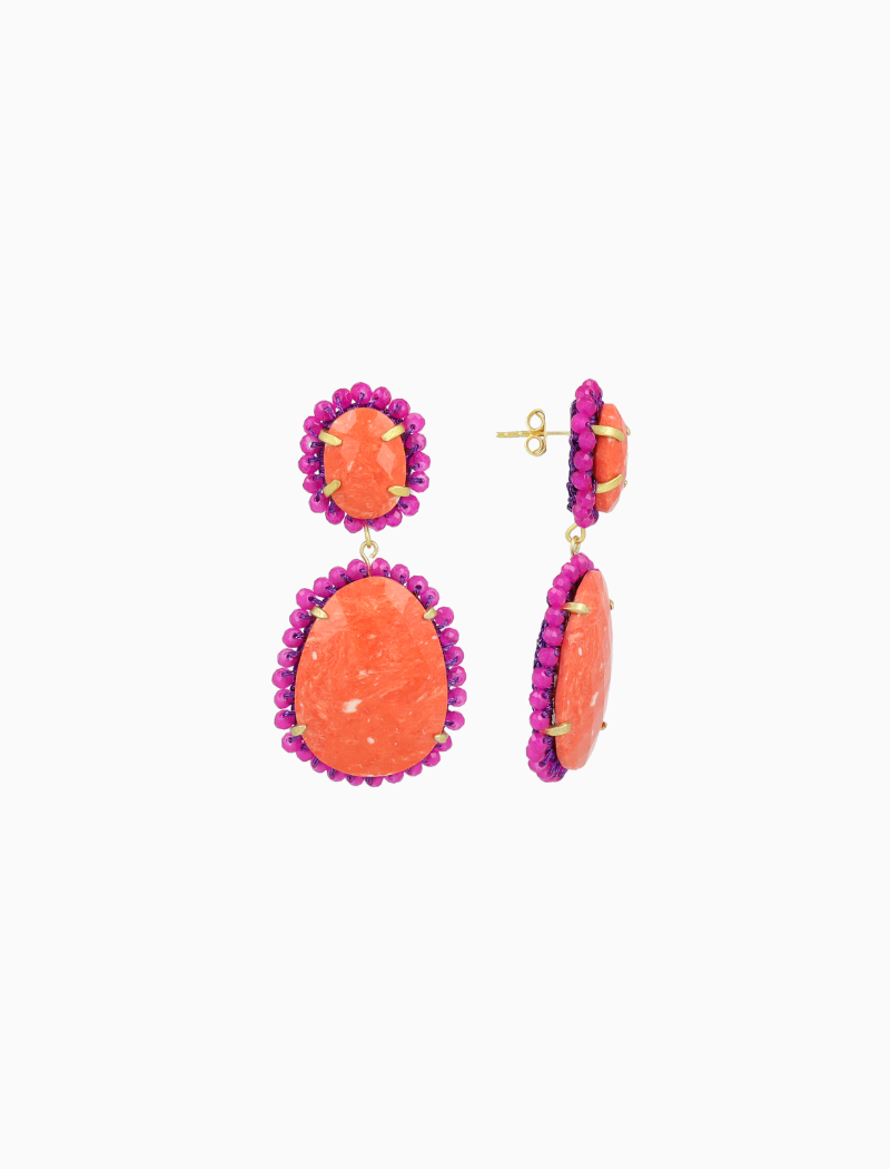 Oranje Oorbellen Bodine Pendant Earring Double M