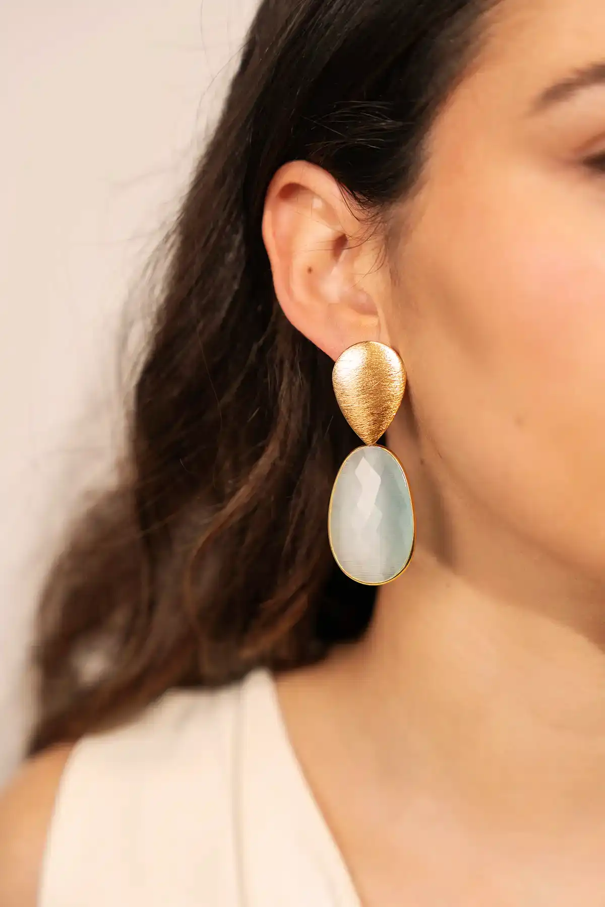 Light Aqua Oorbellen Doris Framed Oval