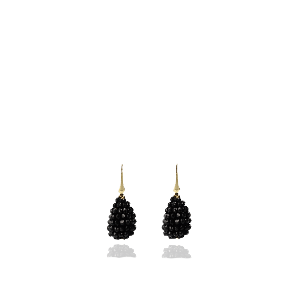Zwarte oorbellen Beau glassberry cone XS