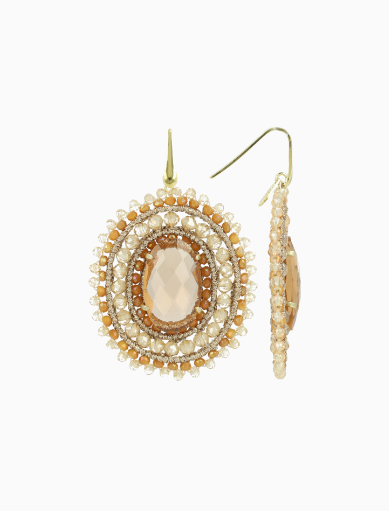 Oranje Crush Oorbellen Jamie Filled Oval 3 Ringen Met Steen L