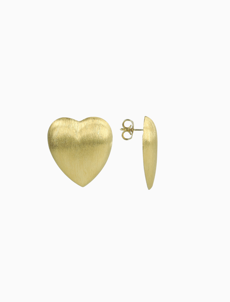 Classic Earrings Brushed Stud Heart L