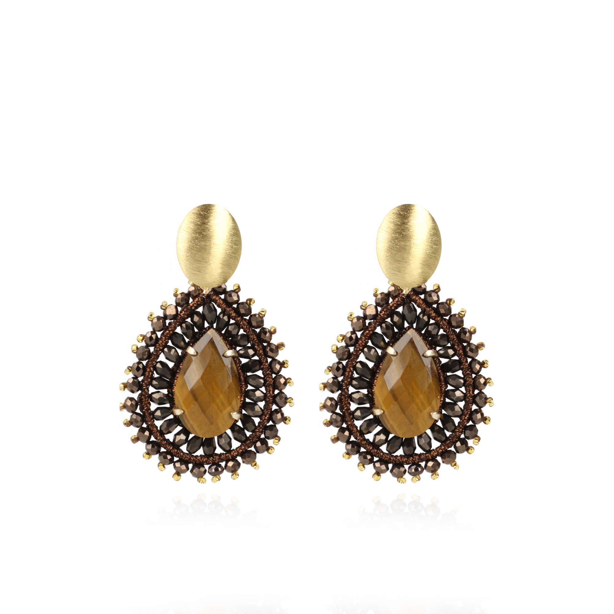 Metallic Bruine Oorbellen Silk Drop Tigereye
