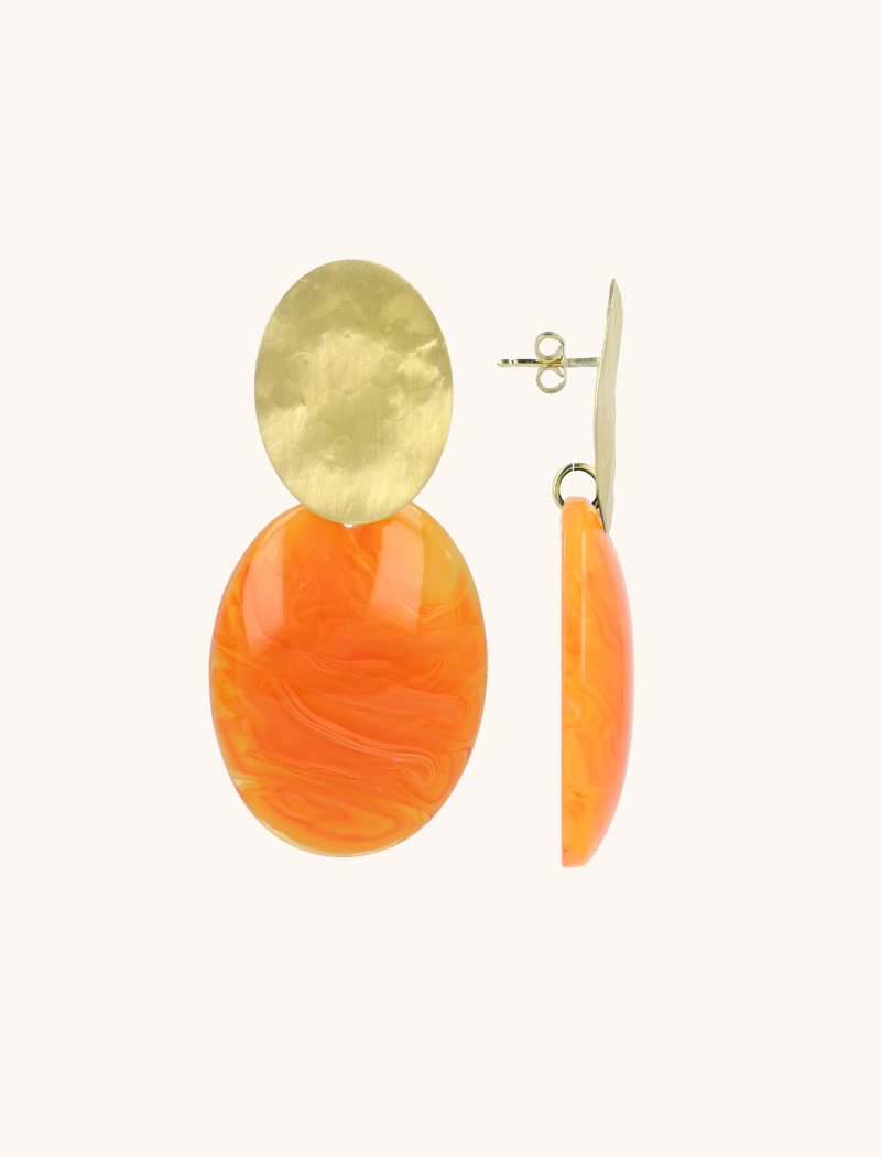 Orange earrings Sirius Oval S lion