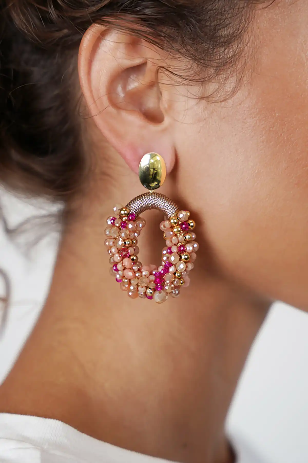 Fuchsia Tangerine Oorbellen Opheilia Combi Ovaal L