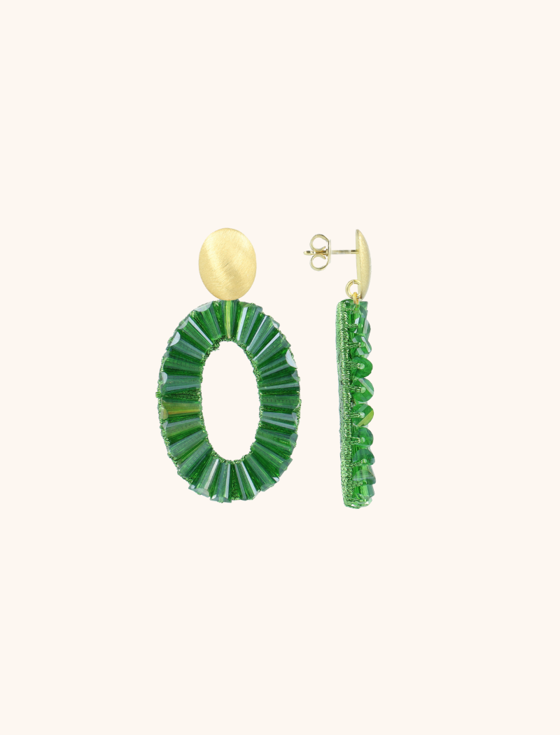 Green Earrings Danee Oval Tube