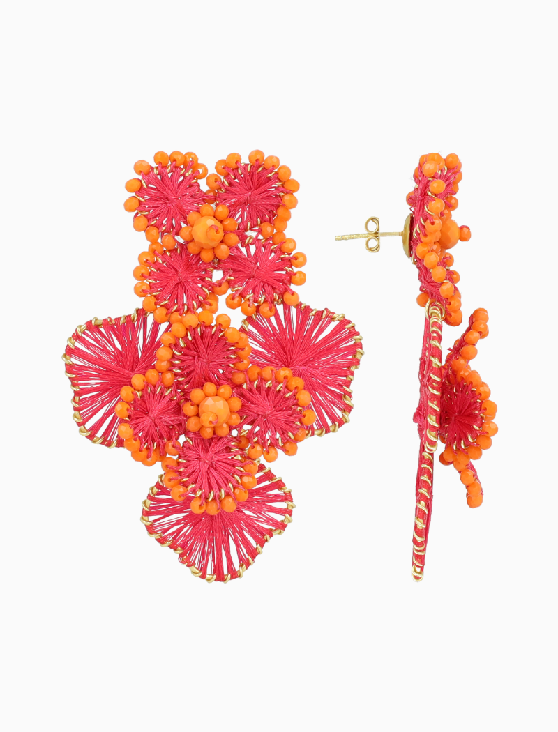 Fuchsia Earrings Debby Double Flower L