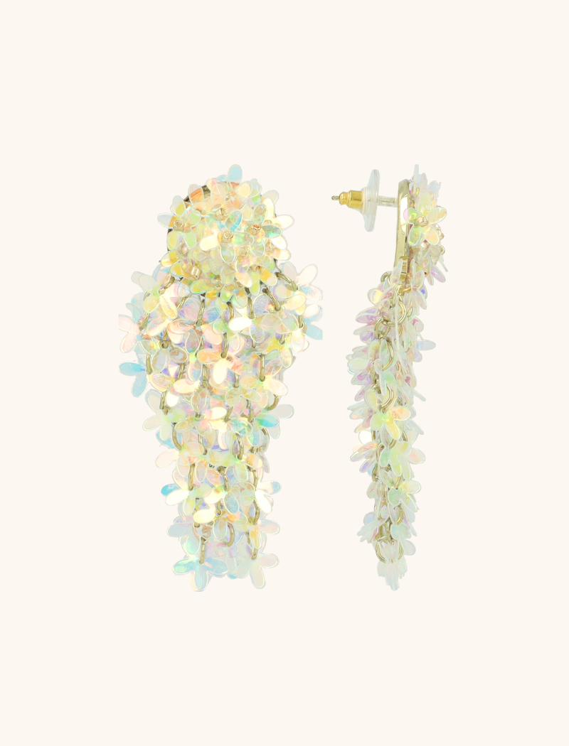 Holographic Earrings Leila Sequin Bunch of Flowers  
