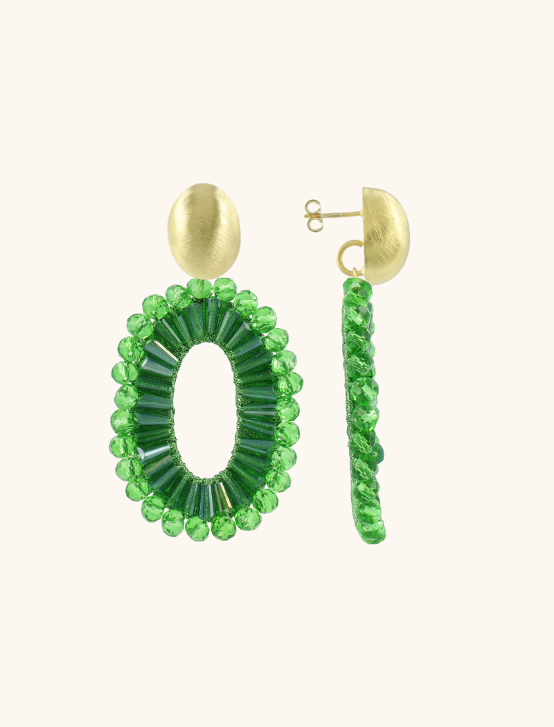Green Earrings Ann-Mary Oval Double