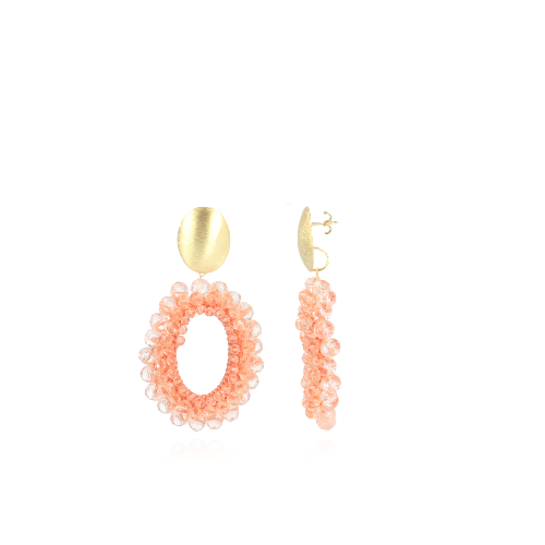 Light Pink Earrings Glassberry Ilvy Open Oval Double M
