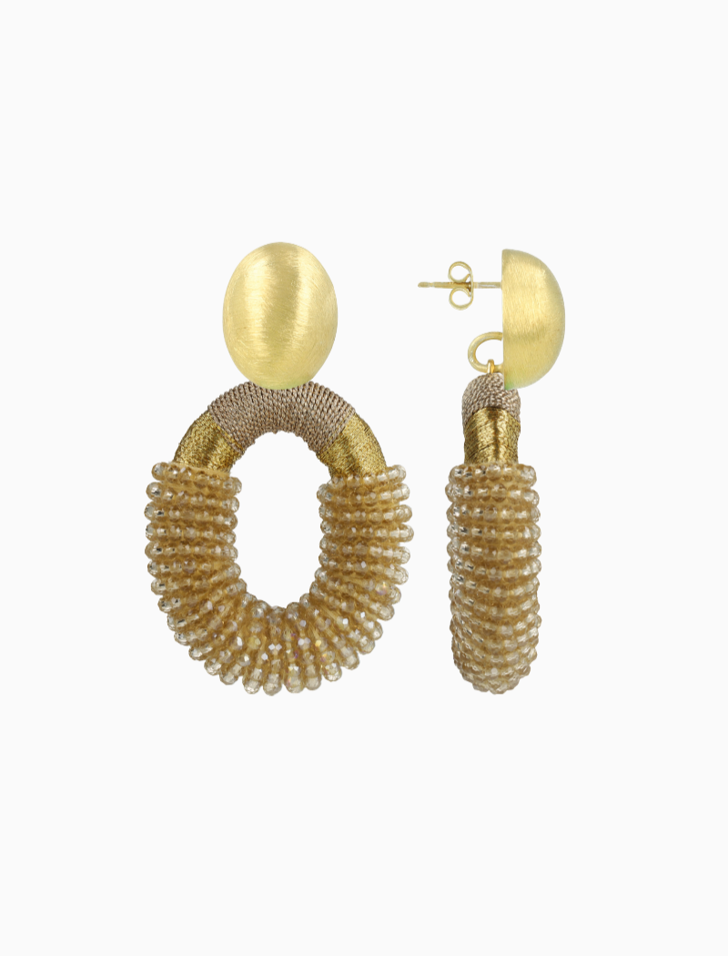 Champagne Oorbellen Yara Oval L