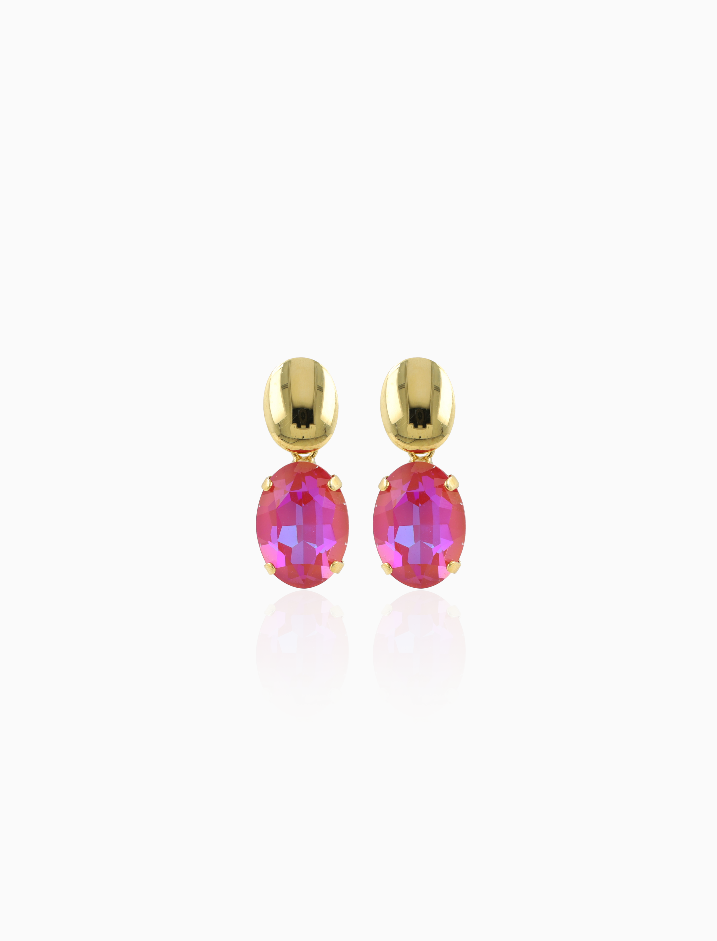 Rosa Ohrringe Daan Oval Strass Pendant M