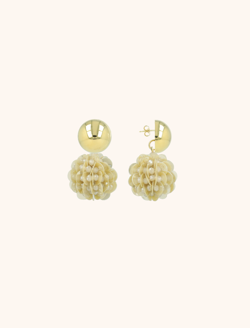 Beige Earrings Sanne Fine Sequin Globe S