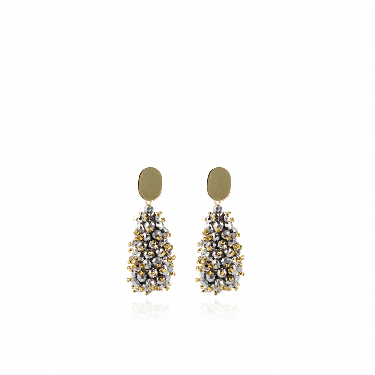 Zilver Gouden oorbellen Bella Glassberry Cone Double Stones