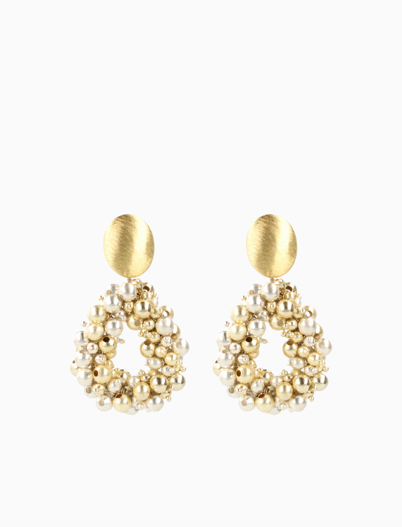 Gold-coloured Earrings Louise Irregular Double Stones Drop L