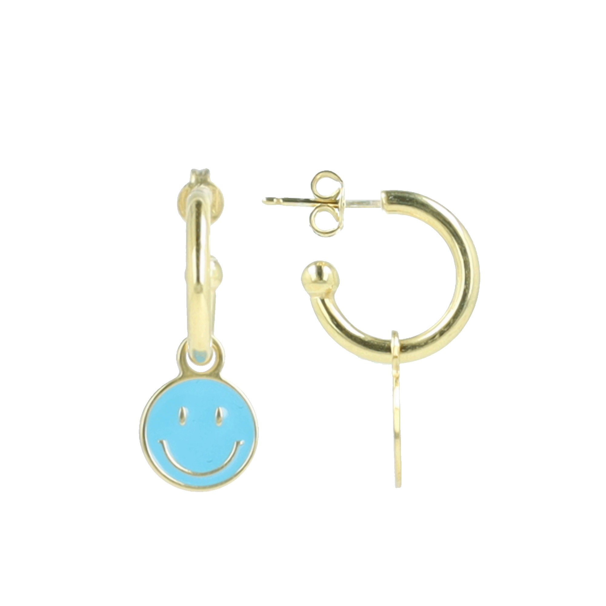 Smiley earrings enamel turquoise