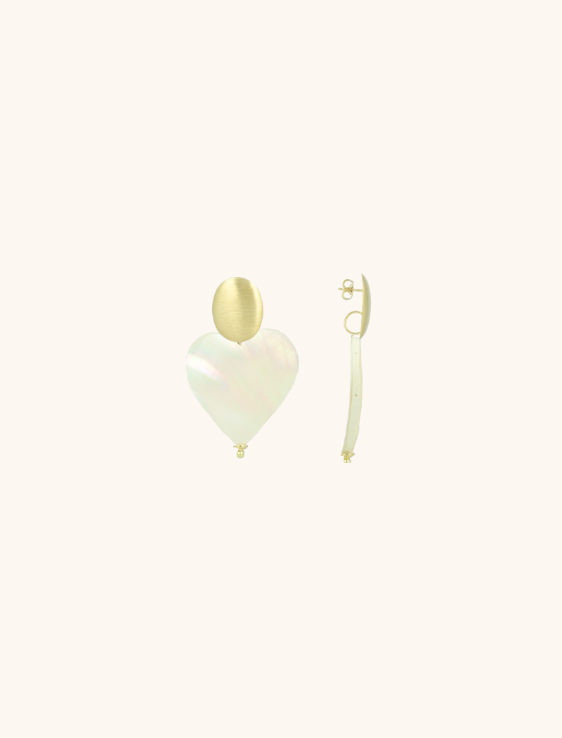 Flat Pearl Heart Earring M 