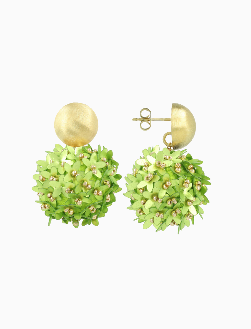 Lime Oorbellen Daisy Flower Globe L Sequin