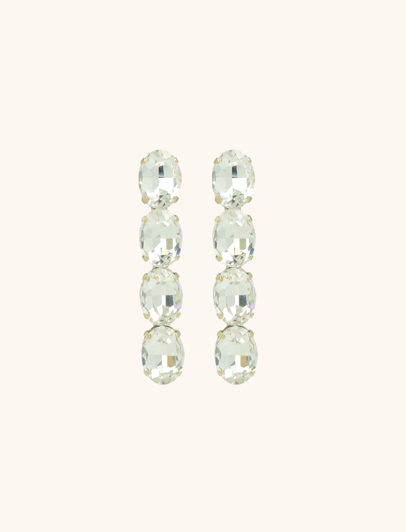 Maudi Earrings Oval Waterfall Four Stones M Crystal