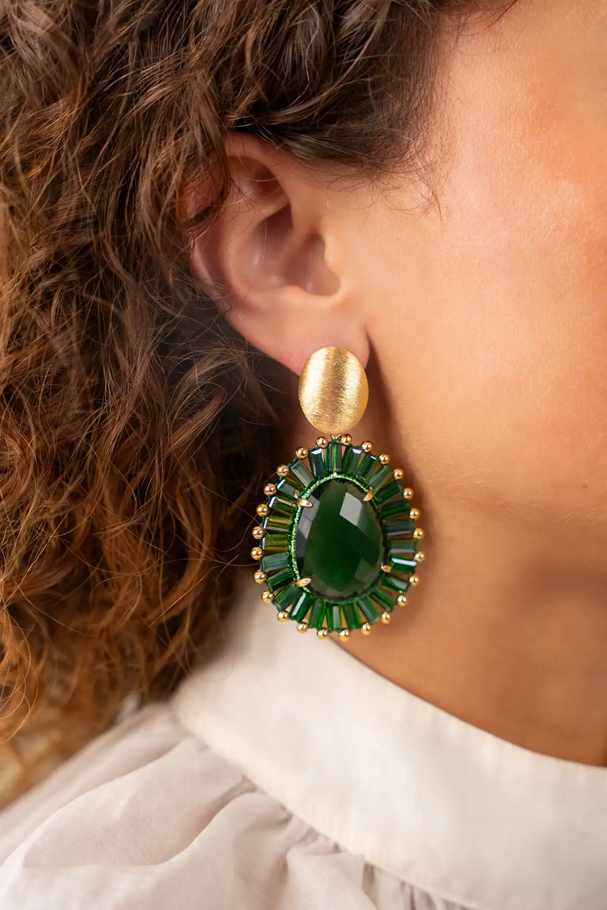 Smaragd Oorbellen Esmee Ovaal met Flat Beads en Steen Mlott-theme.productDescriptionPage.SEO.byTheBrand