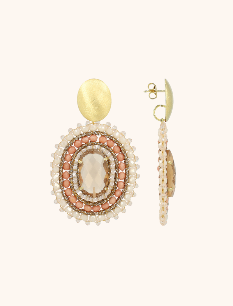 Coral Oorbellen Jamie Filled Oval 3 Rings With Stone