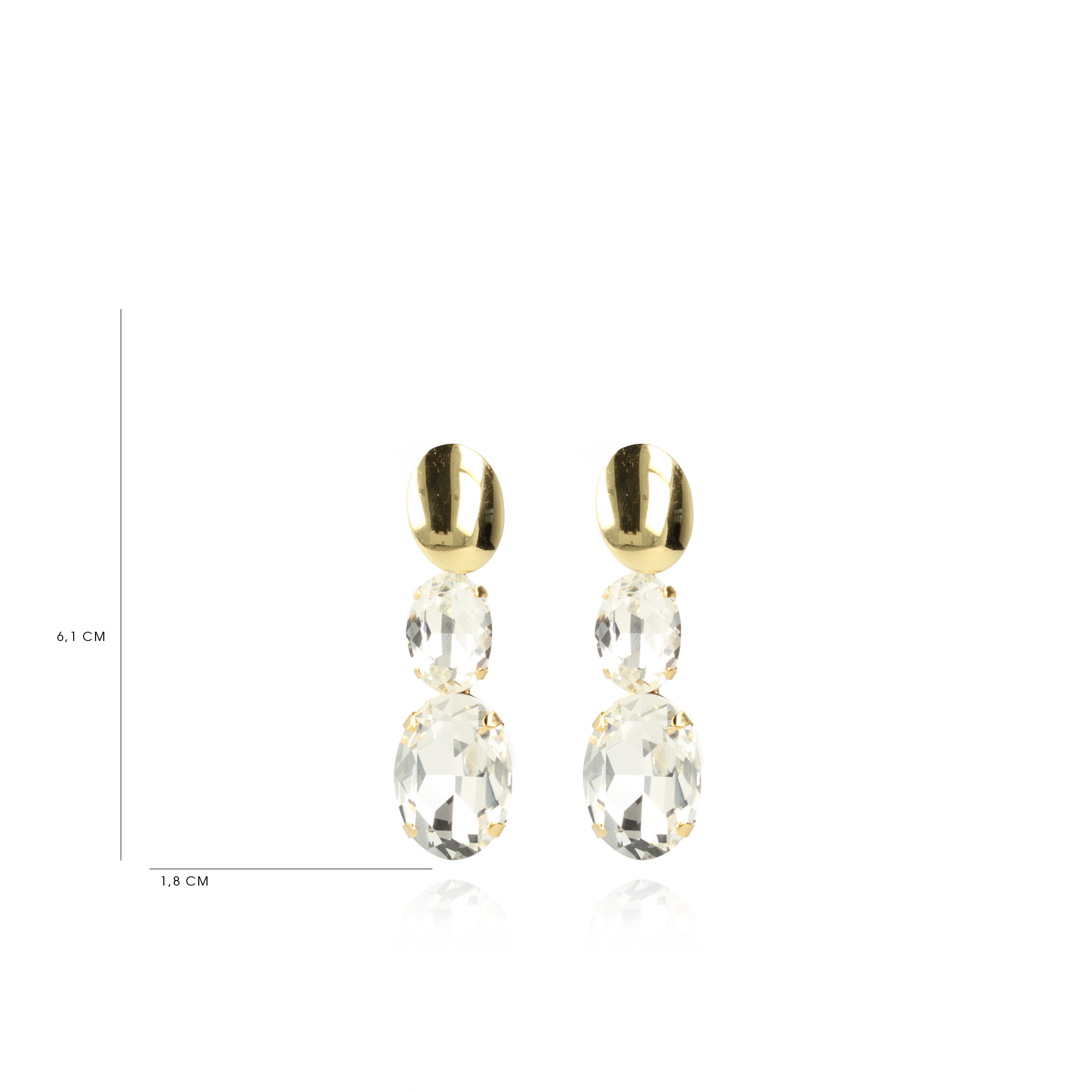 Crystal colored Zirconia Earrings Oval Double Lenne M