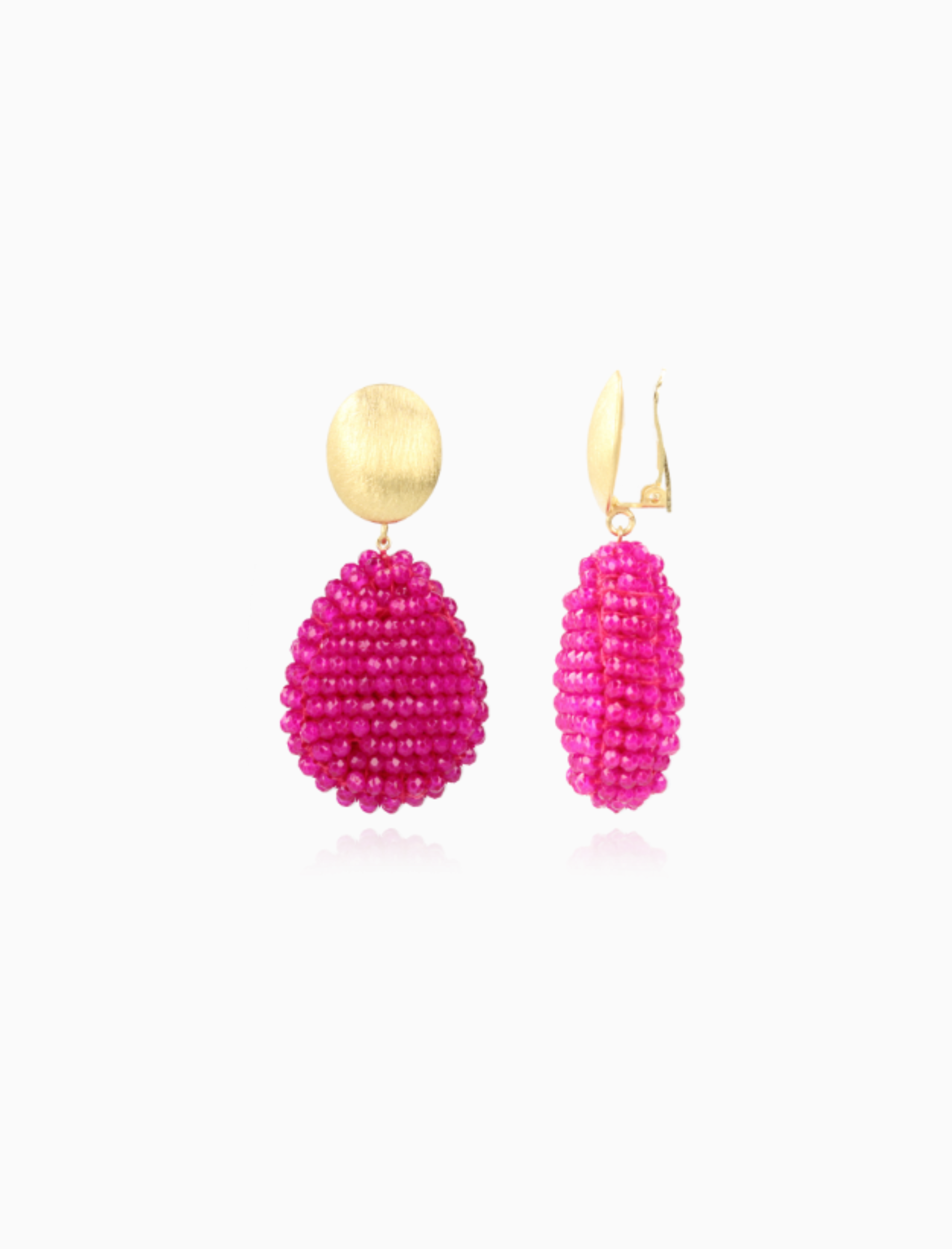 Fuchsia Oorbellen Loulou Closed Drop M Clip