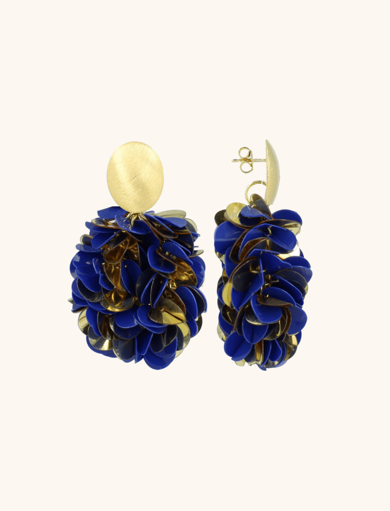 Blue Gold-colored Earrings Sequin Oval M Sas