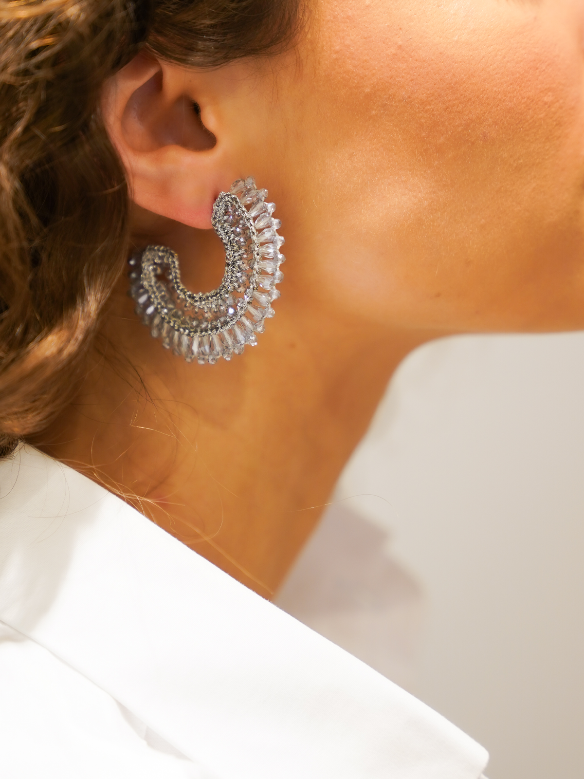 Ijs Blauwe Oorbellen Silk Creole M