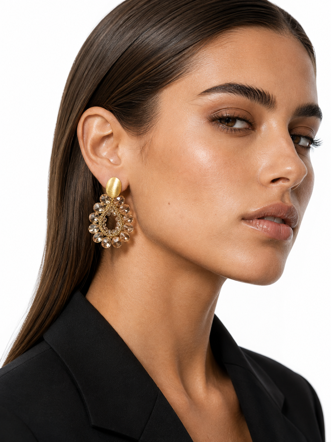 Brass - Gold Flower Drop Element - Taupe