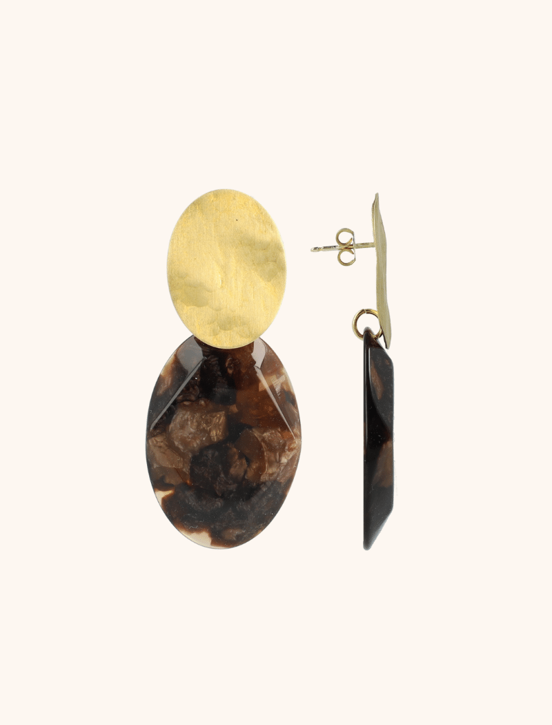 Brown Earrings Simone Oval Rock M