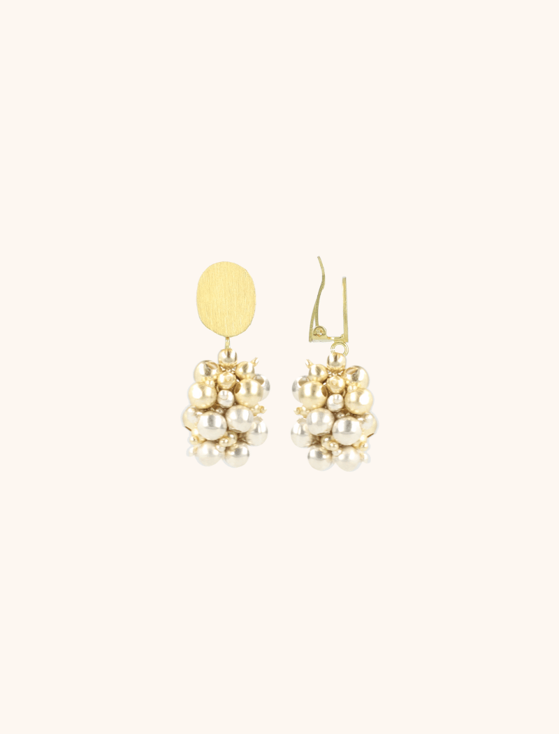 Goldfarbene Ohrringe Amy Irregular Double Stones Cone S Clip