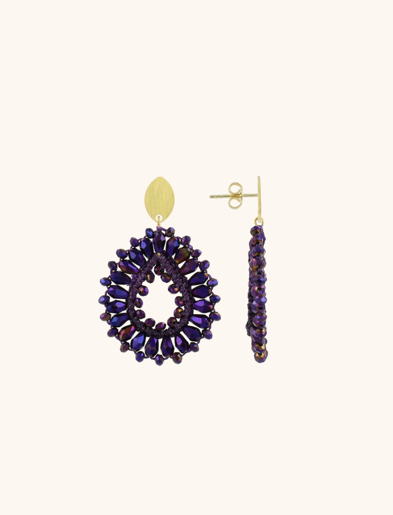 Metallic Purple Earrings Crystal S