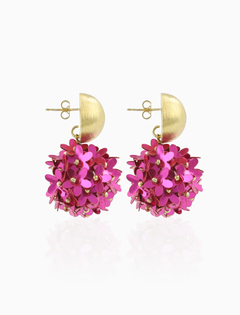 Fuchsia Daisy Globe M Flower Ohrringe