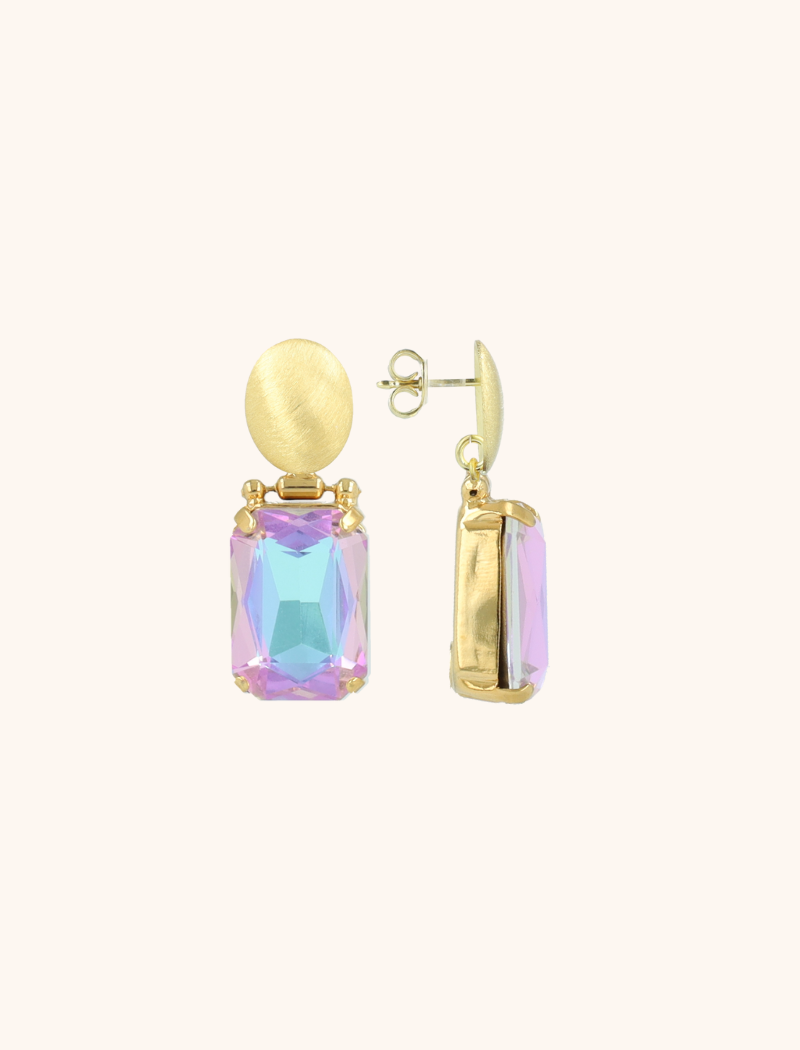 Violett/Aquamarin Ohrringe Daan Oval Pendant M  