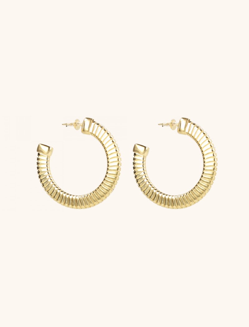 Gold earrings Striped Creole Scarlet