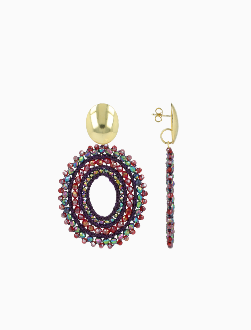 Disco Purple/Red Oorbellen Lieke Ovaal L