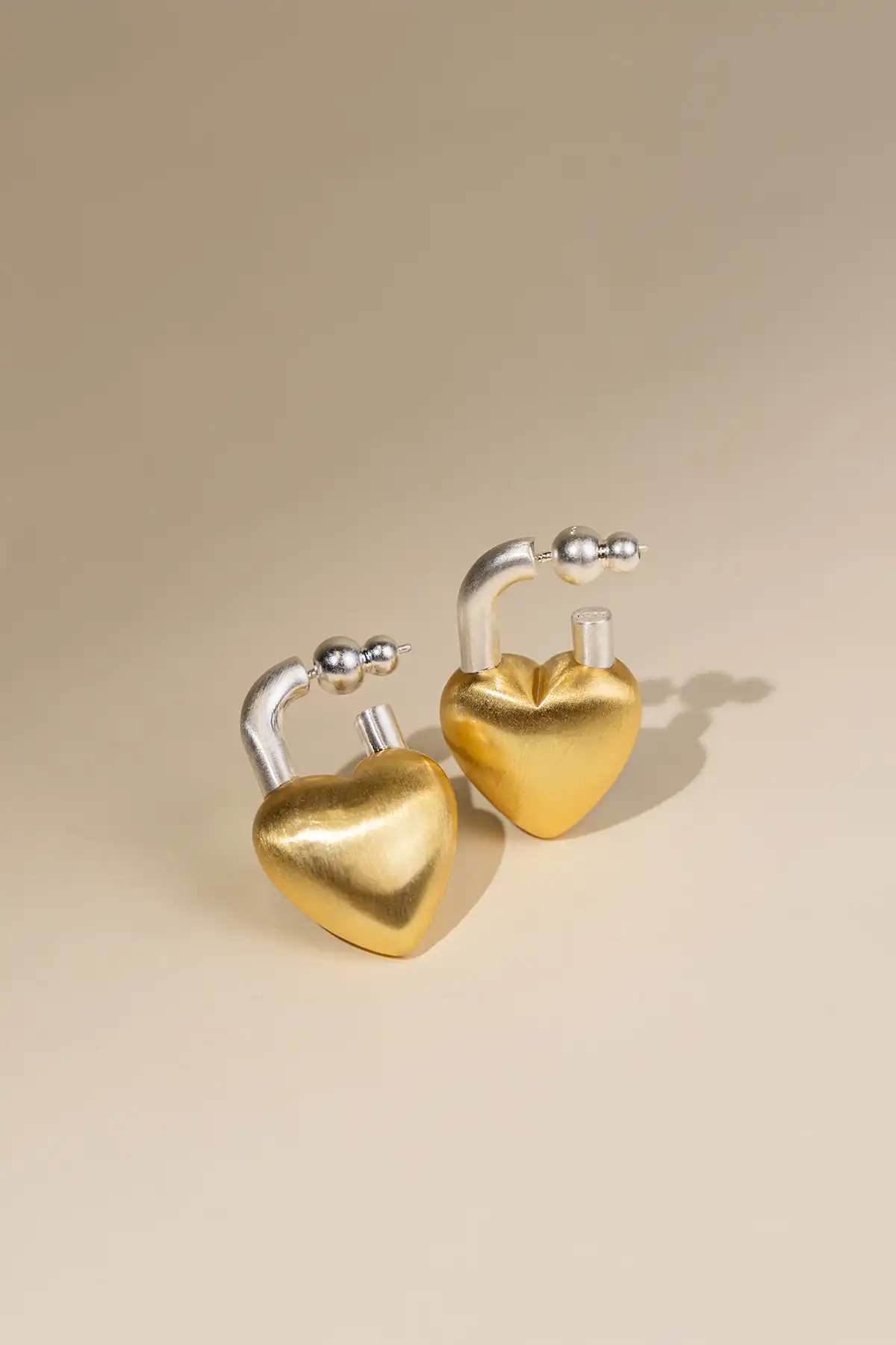 Oorbellen Zilverkleurig Slot Hart M Amour