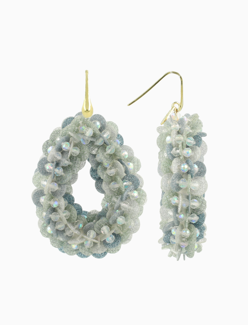 Blauwe Oorbellen Sequin Drop Fenna