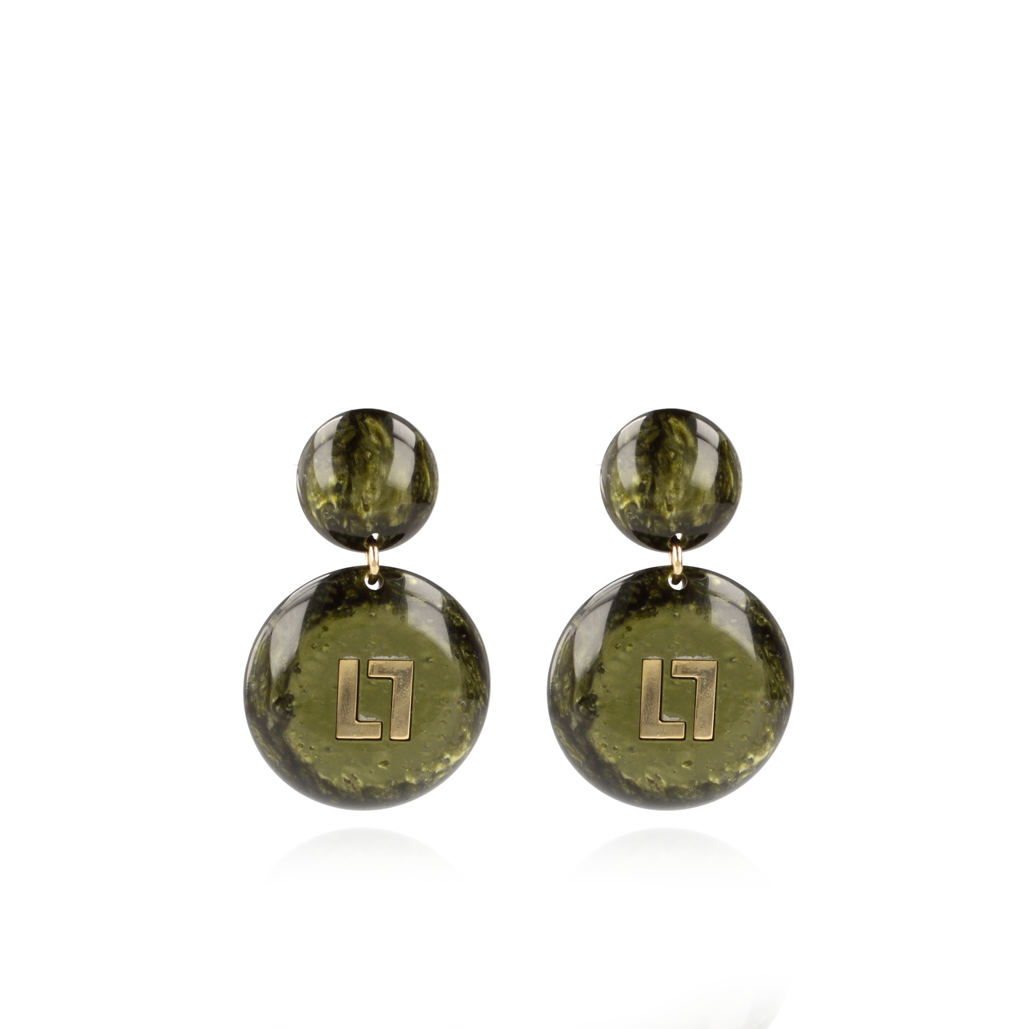 Marble Donker Groen Oorbellen Larissa Logo Small
