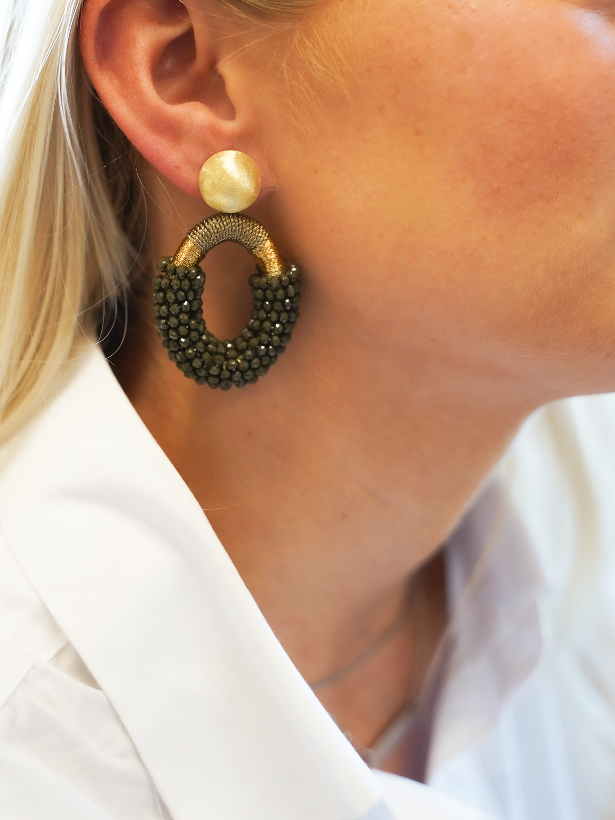 Army Groene Oorbellen Combi Oval M 