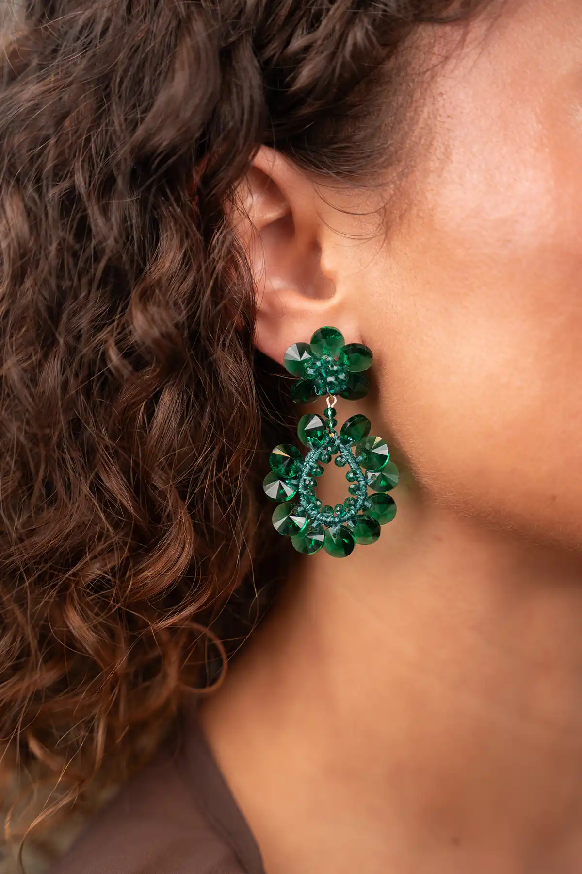 Green Apollo Flower Double Drop Earrings S / M  