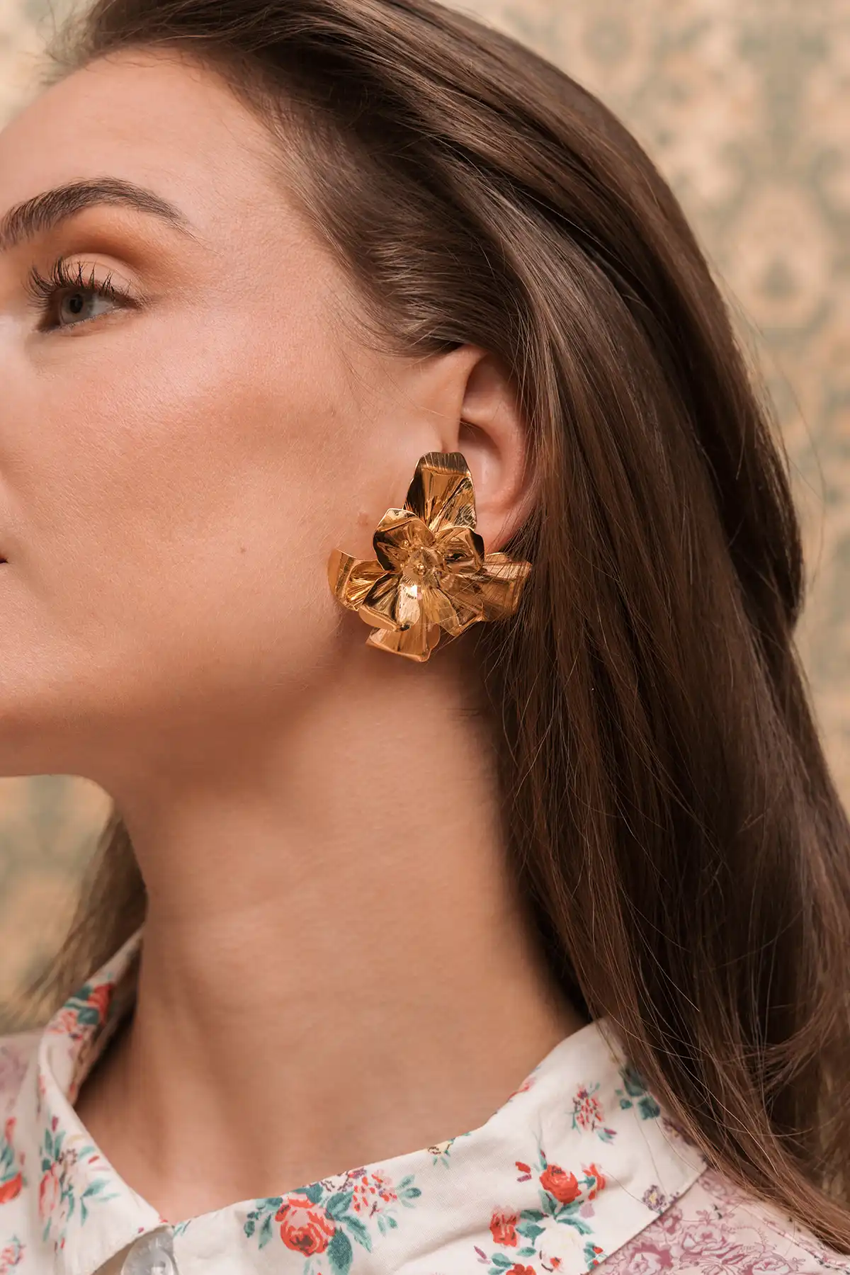 Gold Earrings Senna Flower XL