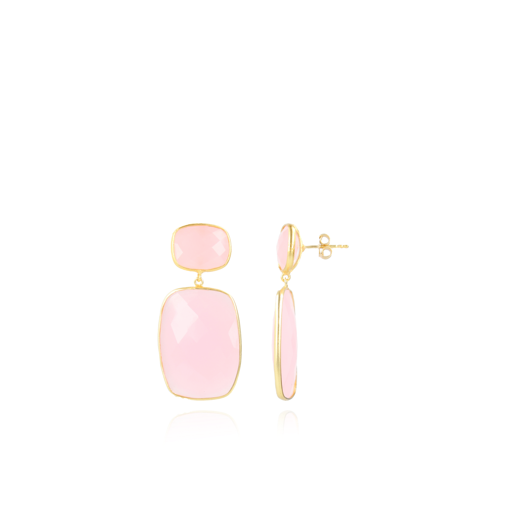 Rose Earrings Mint Quartz Square 