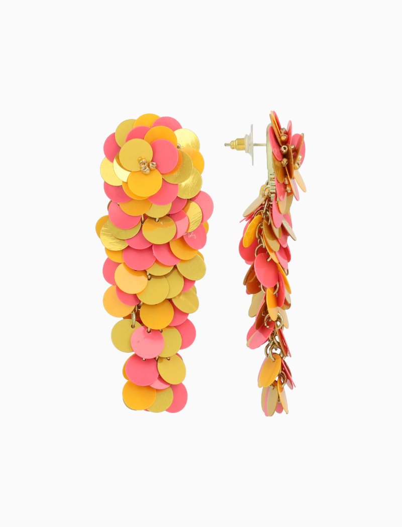 Oranje Oorbellen Linde Sequin Flower Waterfall L