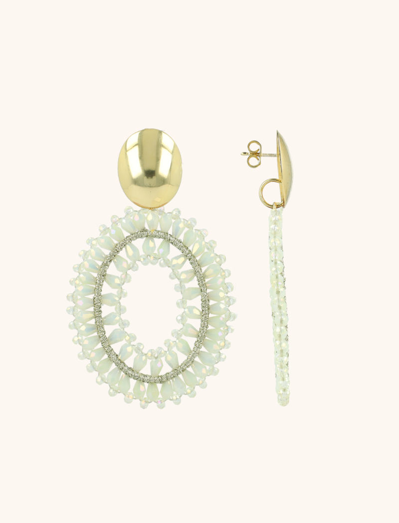 Light Mint Earrings Noa Oval Double L