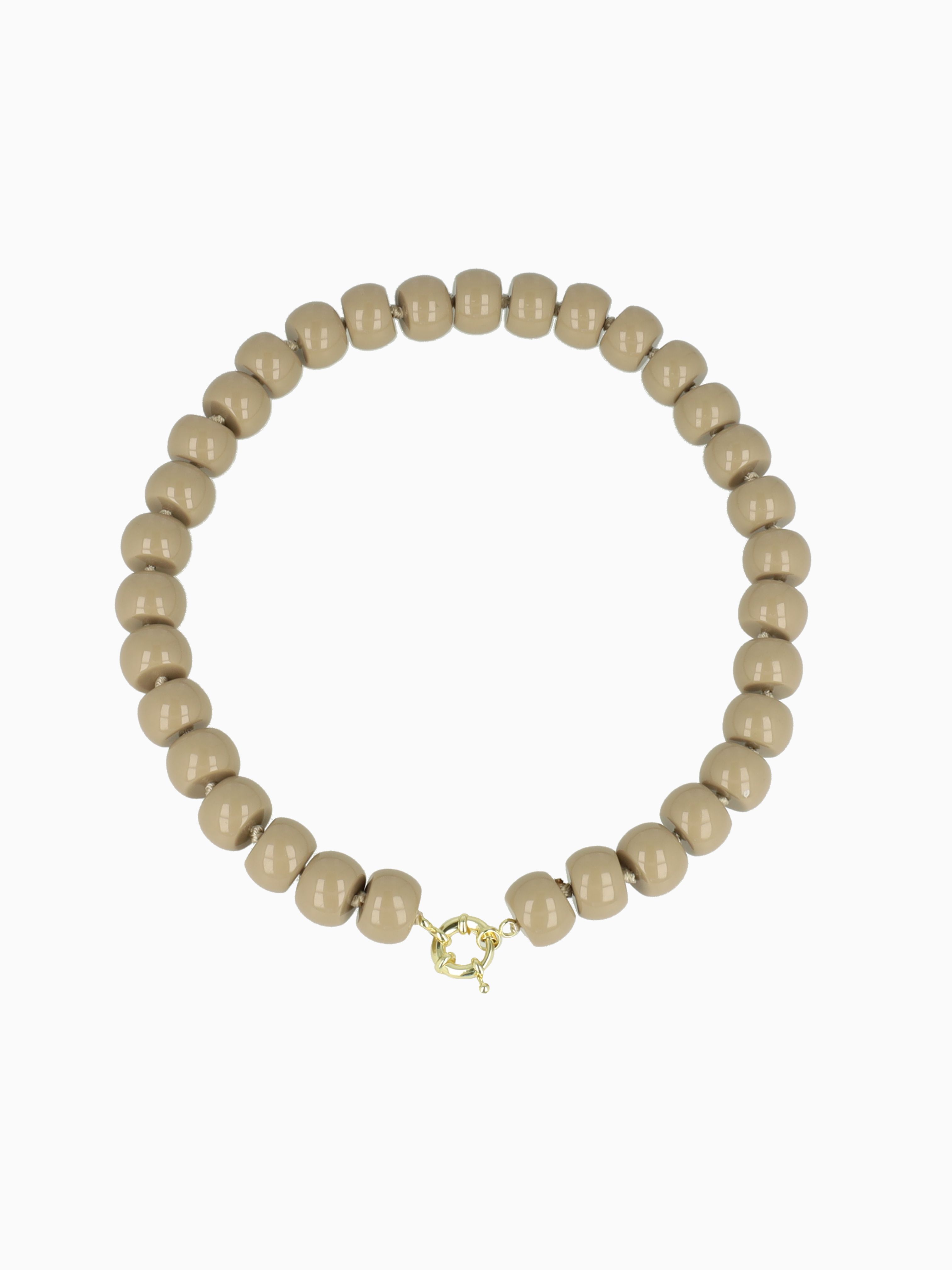 Beige Ketting met Rondel Steentjes