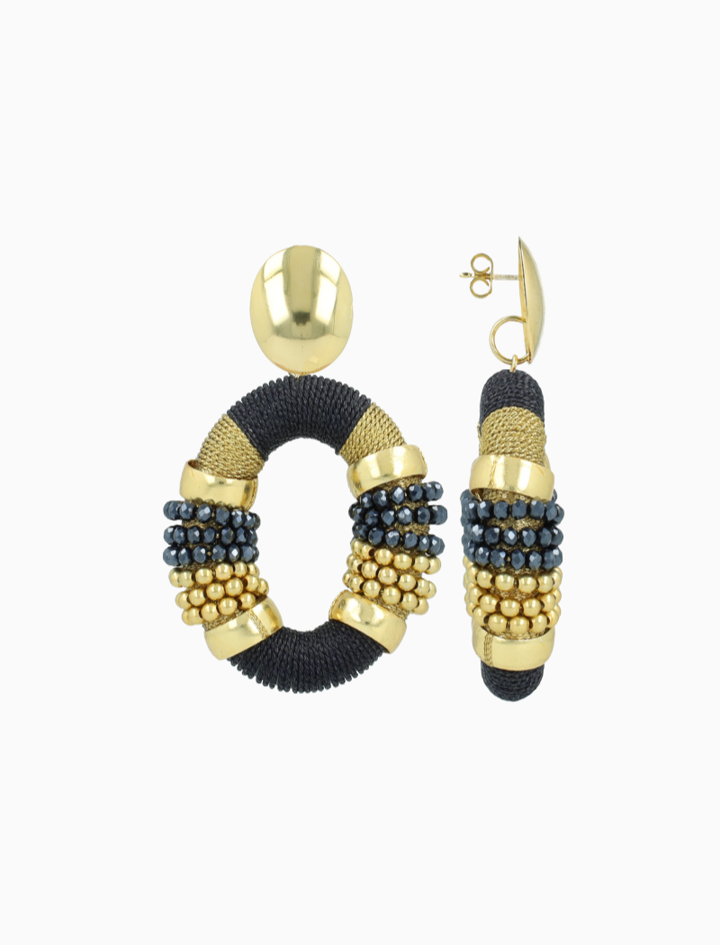 Elemental Blue/Gold Oorbellen Caroline Combi Oval L Premium