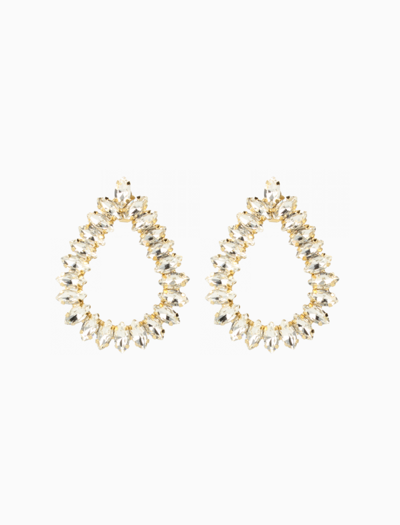 Kristalkleurige Strass Oorbellen Drop Framed Hally L